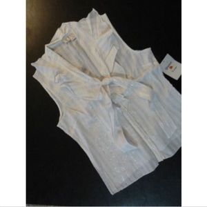 Quizz Ruffle Front Sleeveless Blouse Top White M